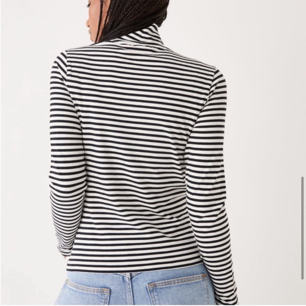 NWOT Frank and Oak Long Sleeve Mockneck, black and white stripe - Picture 3 of 8